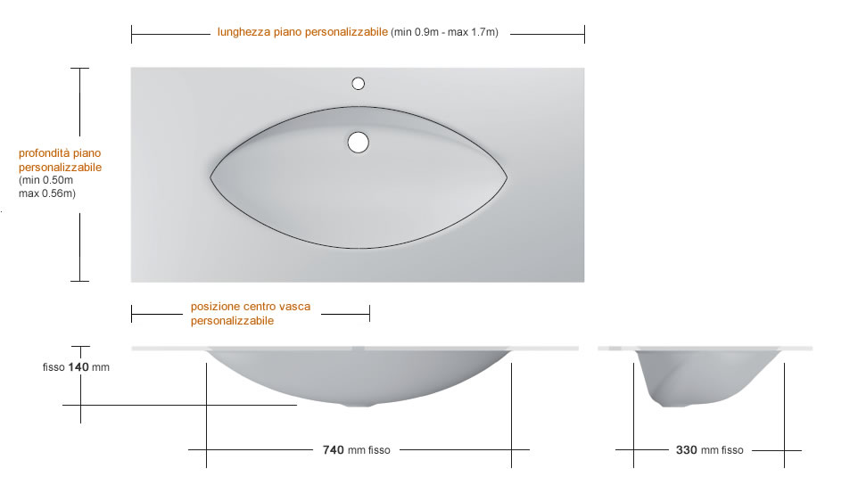 Lavabo in vetro luna